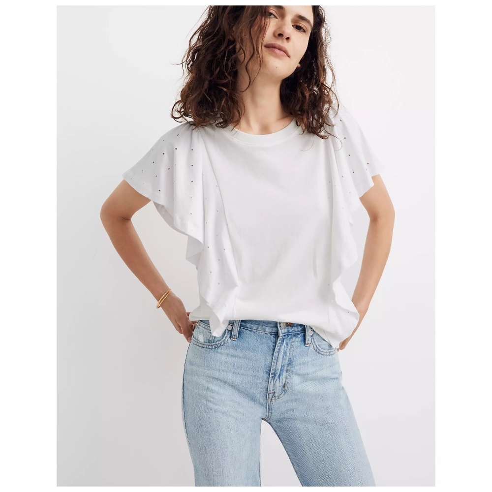 NWT Madewell Hole Punch Mix Flutter Top-S